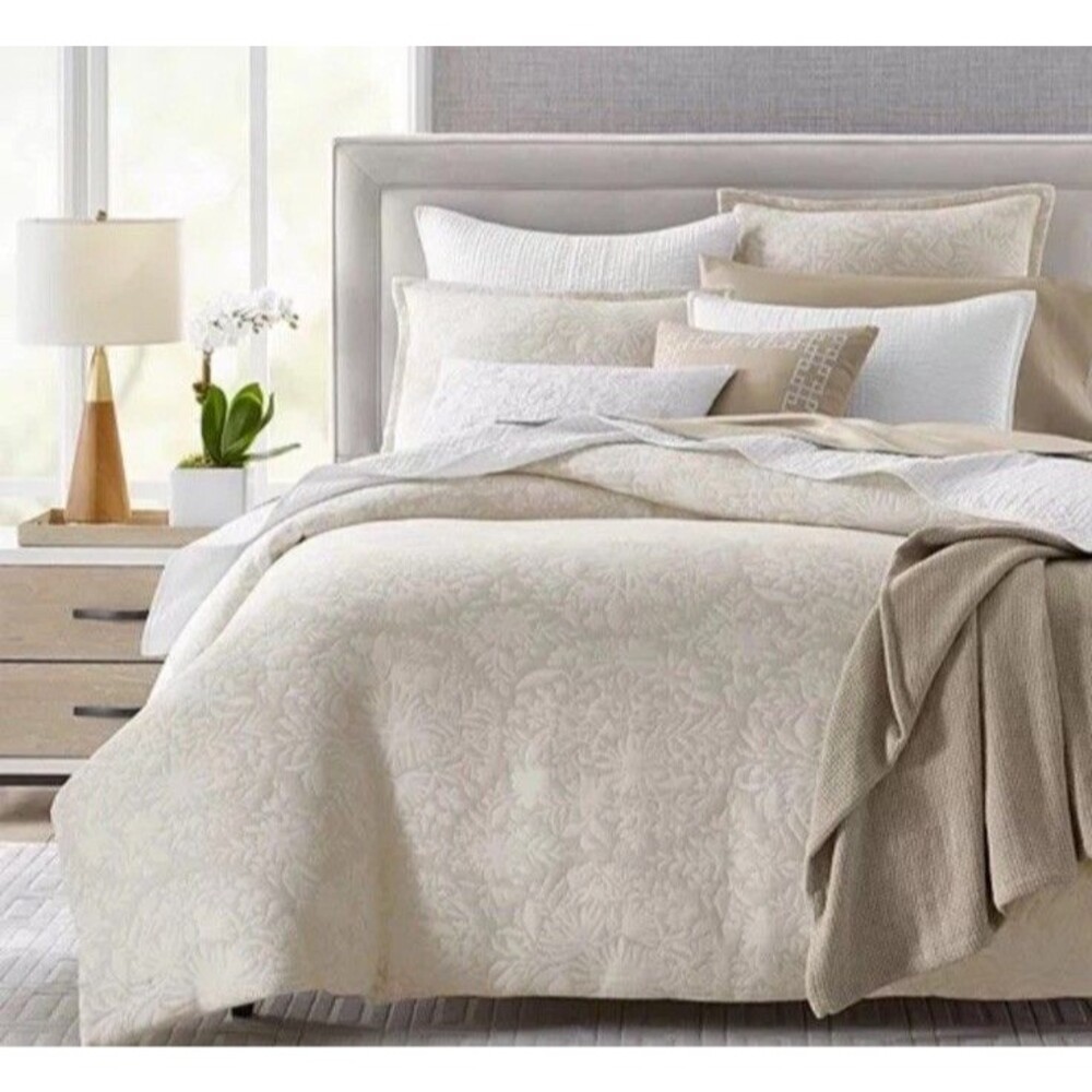 Sky Jardin Silhouette FULL/QUEEN Duvet Cover + 2 Shams Beige/Cream NEW